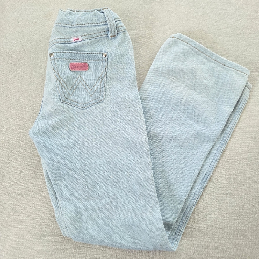 Light Blue Barbie Wrangler Kids Jeans Girls 12 Adjustable Elastic 26 Inch Waist